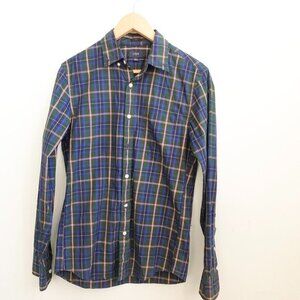 J Crew Shirt Small Cotton Slim Fit Button Down Green Plaid Tartan Cabincore‎